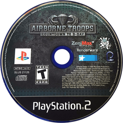 Airborne Troops: Countdown to D-Day PS2 action shooter video game disc