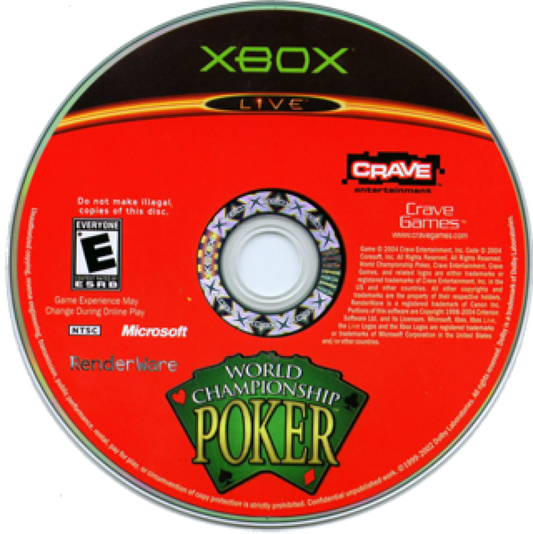World Championship Poker disc for Xbox (XBOX) video game