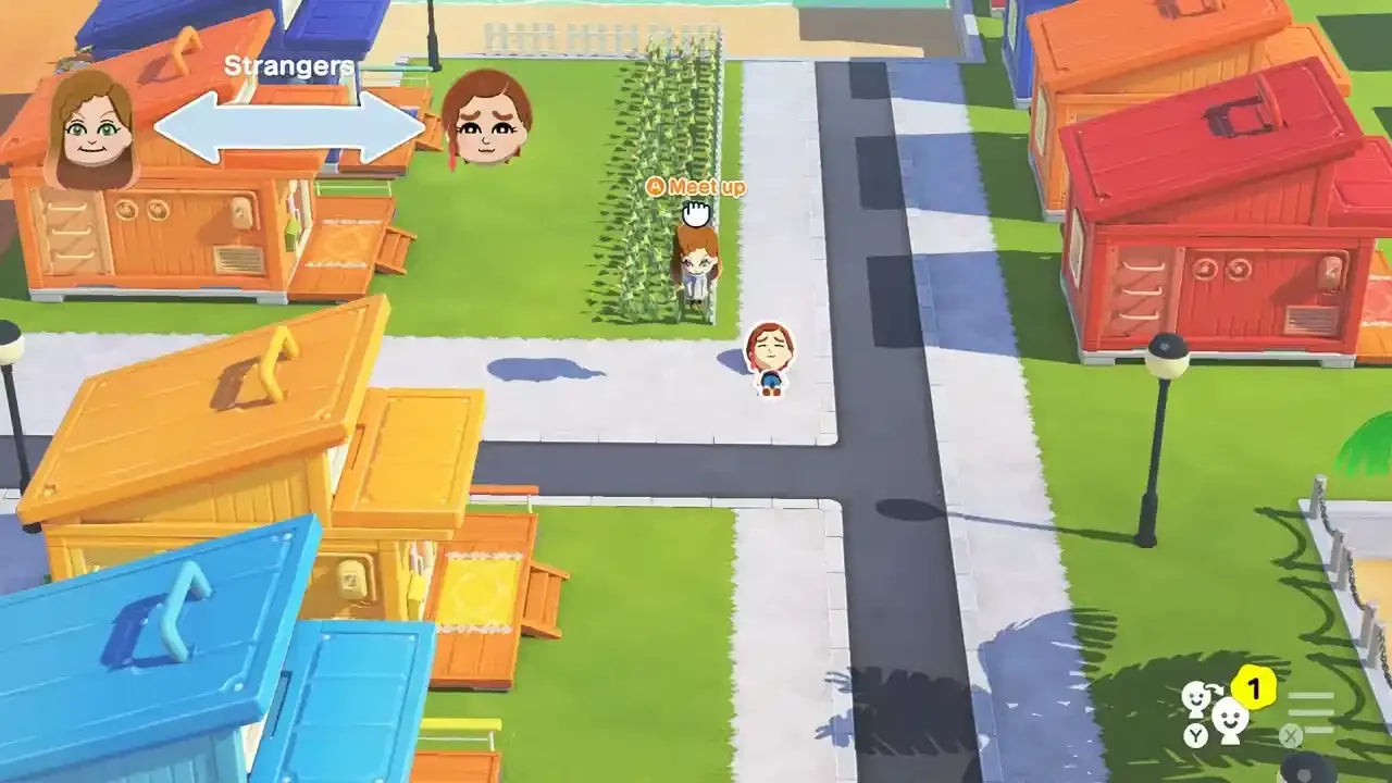 TomoDachi Life: Living the Dream for Nintendo Switch (NS) featuring a quirky life sim where you create Mii characters build relationships and watch unpredictable island style interactions unfold; customize outfits voices and personalities then enjoy mini games events and hilarious social drama as your cast lives out their dream life on Switch gameplay screenshot