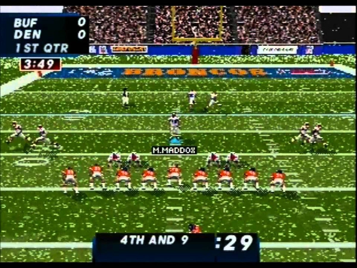 Madden NFL 97 Sega Saturn video game, football sports simulation, classic Madden gameplay, retro Sega console title gameplay screenshot