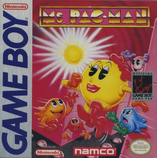 Ms. Pac-Man [Missing Manuals/Inserts] for Game Boy (GB) at Gamers INC, featuring the timeless arcade classic in a portable format with challenging mazes, four distinct ghosts, and the iconic power pellet-chomping gameplay you love, offering a pure retro experience for collectors and casual players despite the missing documentation front cover