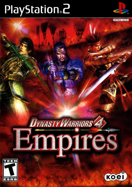 Dynasty Warriors 4: Empires cover art for PlayStation 2 (PS2) historical action-strategy hack-and-slash video game