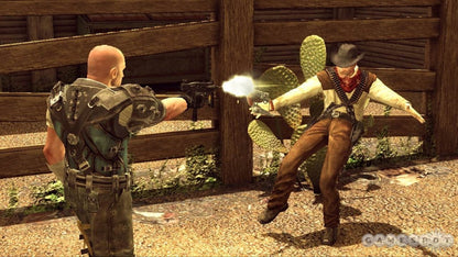 Eat Lead The Return of Matt Hazard Xbox 360 game featuring third-person shooter action comedy storyline voice acting by Will Arnett explosive gunplay boss battles and single player campaign gameplay gameplay 