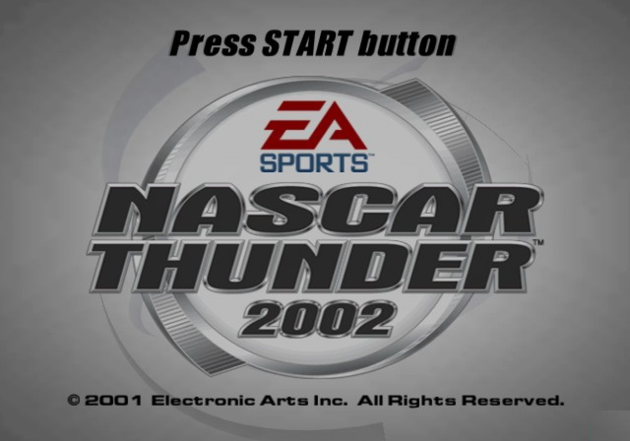 NASCAR Thunder 2002 – PlayStation 2 (PS2) stock car racing sports video game title screen