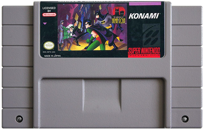 The Adventures of Batman and Robin for Super Nintendo action platformer featuring Batman and Robin battling villains from the animated series with gadgets combat and side scrolling gameplay cartridge