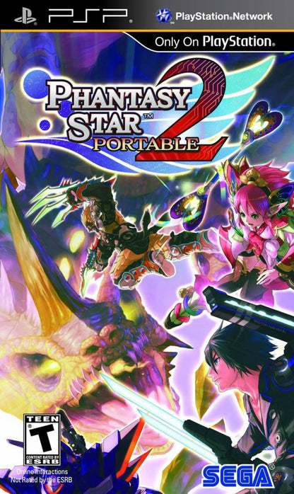 Phantasy Star Portable 2 PlayStation Portable PSP for retro video game enthusiasts featuring sci fi action role playing gameplay cooperative multiplayer missions real time combat character customization futuristic world exploration loot collection systems and collectible gaming appeal cover art