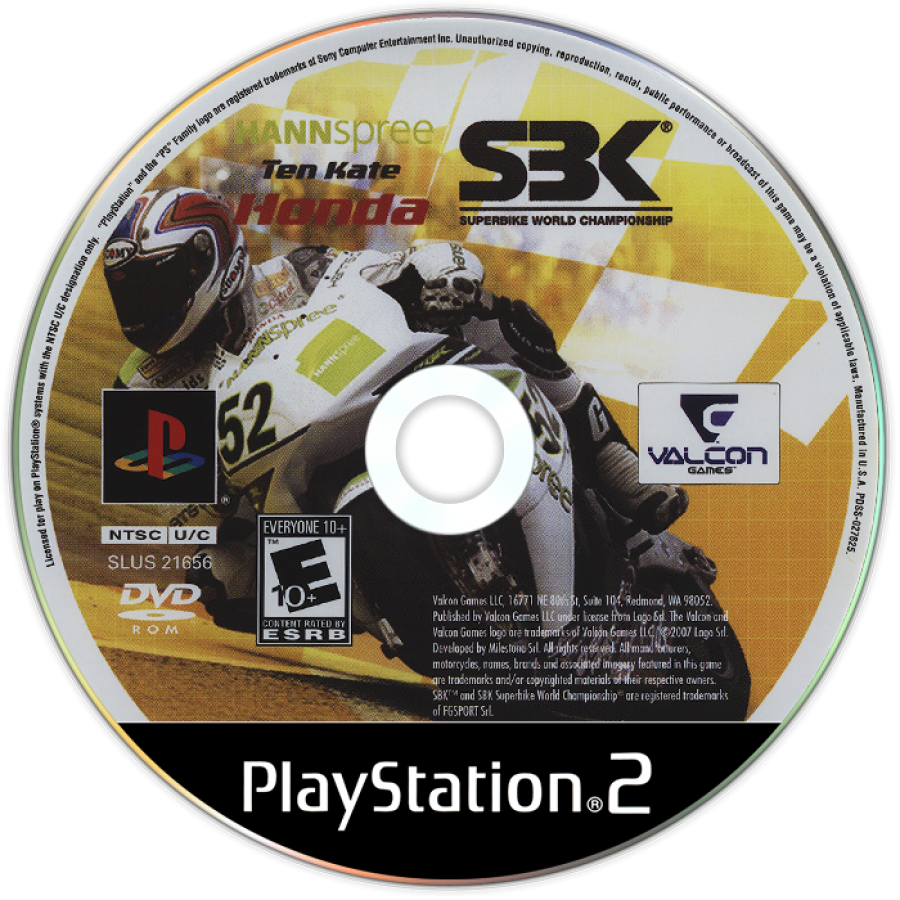 Hannspree Ten Kate Honda SBK Superbike World Championship disc art for PlayStation 2 (PS2) video game