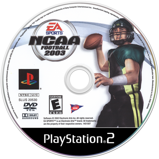 NCAA Football 2003 – PlayStation 2 (PS2) college football sports video game disc