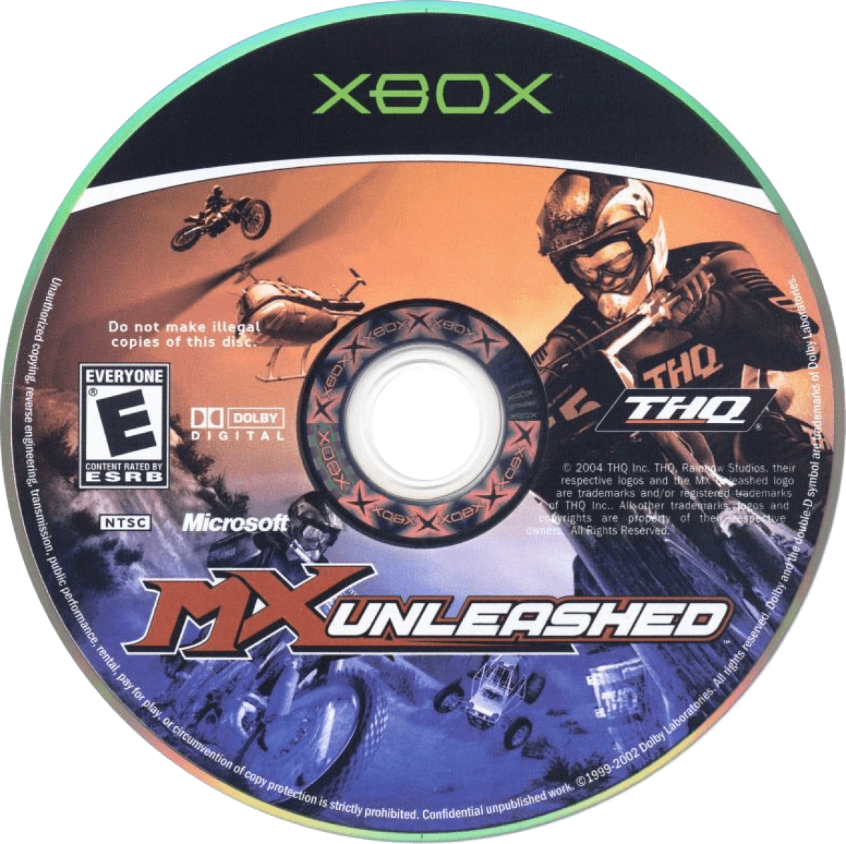 MX Unleashed Xbox off-road motocross racing video game Rainbow Studios THQ massive open environments freestyle tricks career mode nationals supercross events vehicle roster includes bikes ATVs monster trucks buggies golf carts stunt challenges track editor progressive difficulty realistic terrain physics dirt bike customization competitive AI multiple racing disciplines disc