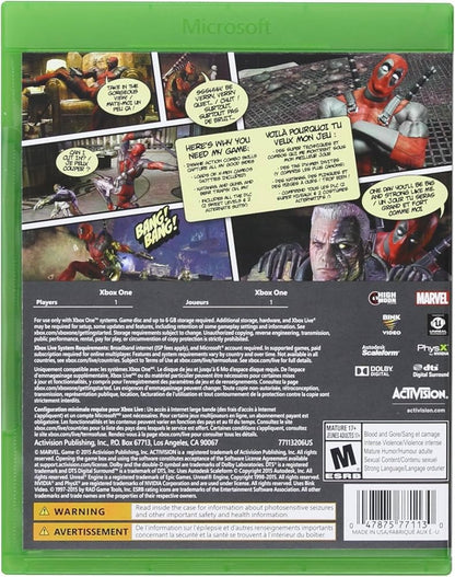 Deadpool – Xbox One: Hack and slash through explosive missions as the Merc with a Mouth in this action-packed superhero adventure back cover