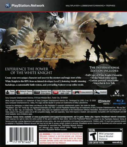 White Knight Chronicles [International Edition] back cover art for PlayStation 3 (PS3) video game