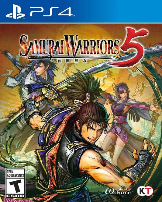 Samurai Warriors 5 for PlayStation 4 (PS4) at Gamers INC, featuring a bold reimagining of the series with stylized ink-brush visuals, exhilarating 1-vs-1000 battles, and a refreshed story centered on Nobunaga Oda and Mitsuhide Akechi during Japan’s Sengoku era front cover
