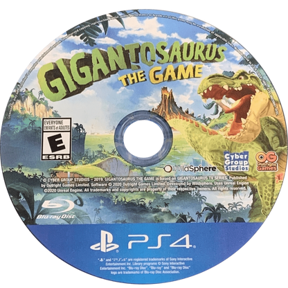 Gigantosaurus The Game PlayStation 4 PS4 family adventure video game dino buddies Rocky Tiny Mazu and Bill prehistoric world exploration solving puzzles kart racing saving Giganto from extinction cooperative multiplayer up to four players based on the Disney Junior animated series disc