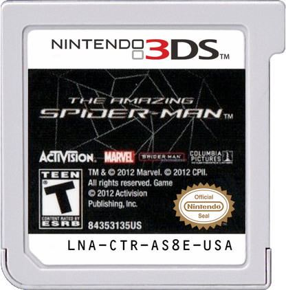 The Amazing Spider-Man cartridge for Nintendo 3DS (3DS) action adventure video game