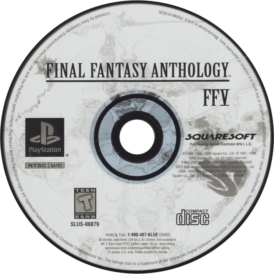 Final Fantasy Anthology PS1 PlayStation 1 JRPG role playing game Final Fantasy V and VI collection turn based combat fantasy adventure retro video game disc 