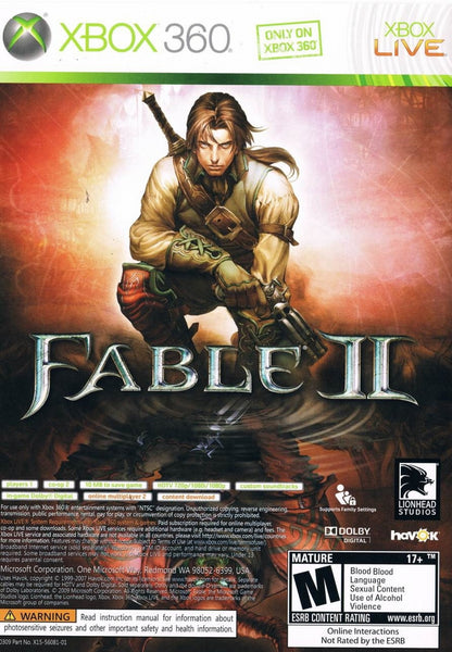 Halo 3 and Fable 2 Combo Pack Xbox 360 inspired design featuring legendary sci fi shooter and fantasy RPG crossover aesthetic Master Chief intergalactic warfare heroic medieval adventure open world quests action packed Microsoft gaming nostalgia HD era presentation back cover