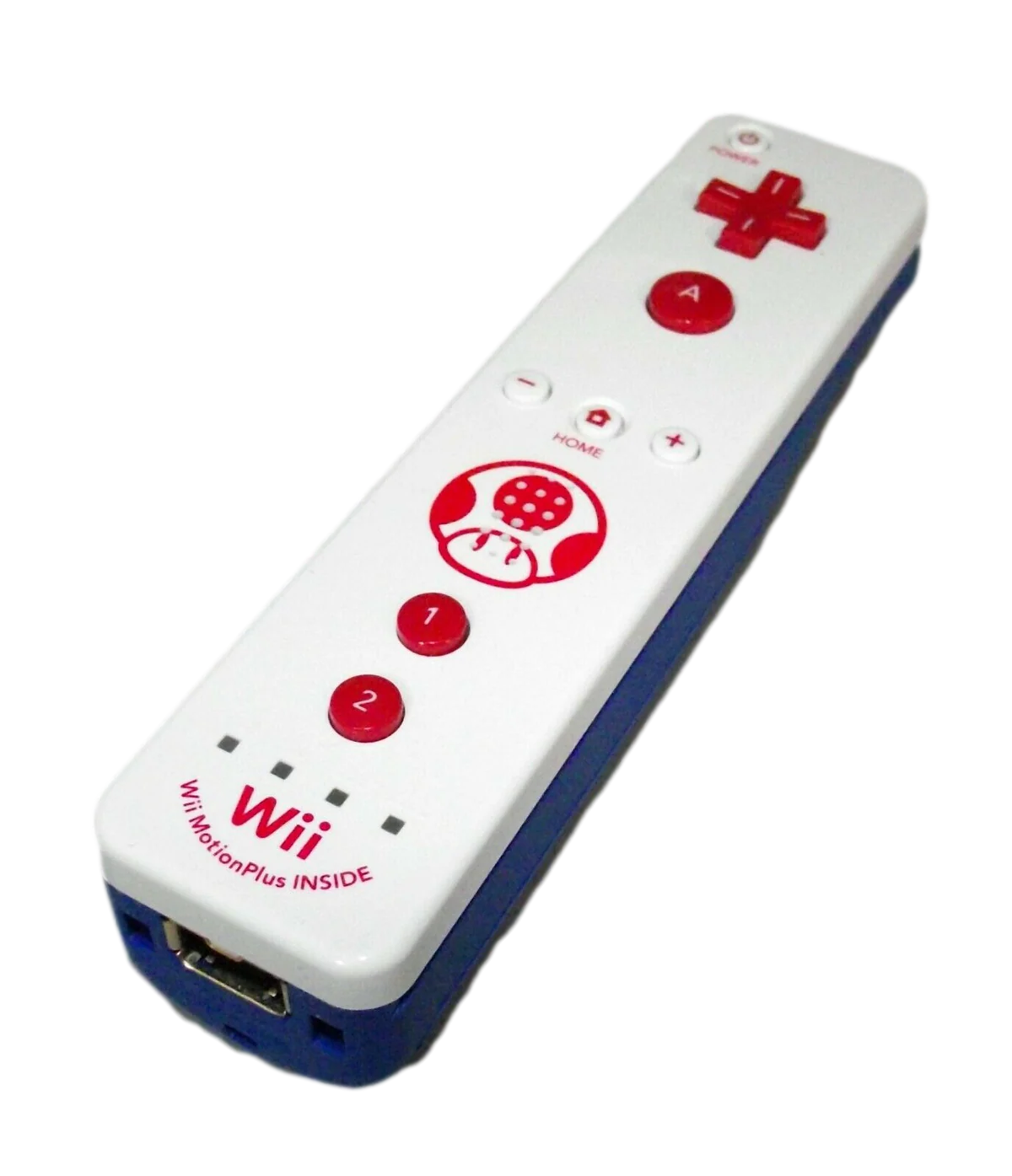 Toad Edition Motion Plus Wii Remote featuring character themed design, motion control gameplay, and Nintendo Wii compatibility angle