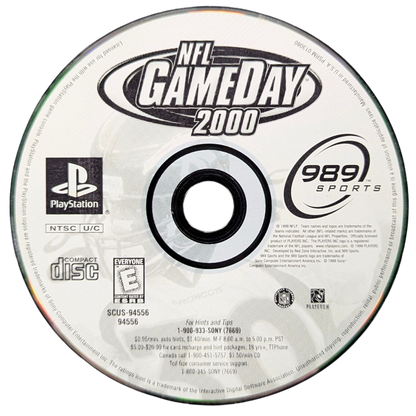 NFL GameDay 2000 PlayStation 1 football sports simulation video game 989 Sports NFL license all 31 teams franchise mode create-a-player Season Mode Exhibition authentic gameplay Sony PlayStation original disc
