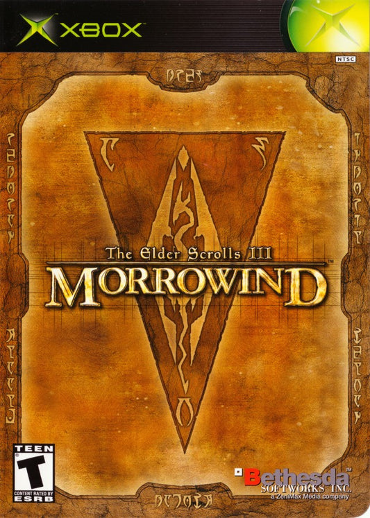 The Elder Scrolls III Morrowind for Xbox open world role playing game featuring expansive fantasy world deep character customization immersive questing and classic Bethesda RPG experience cover
