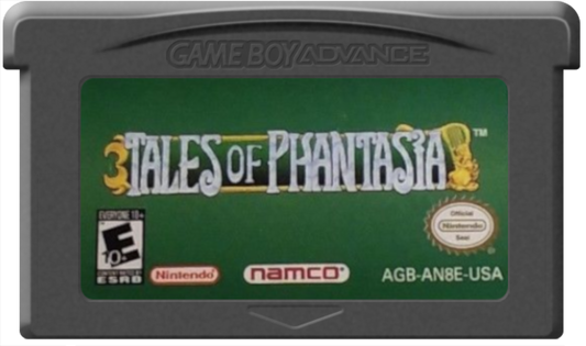 Tales of Phantasia cartridge for the Game Boy Advance featuring action RPG gameplay with side scrolling real time battles character driven storylines and a fantasy adventure across multiple time periods cartridge