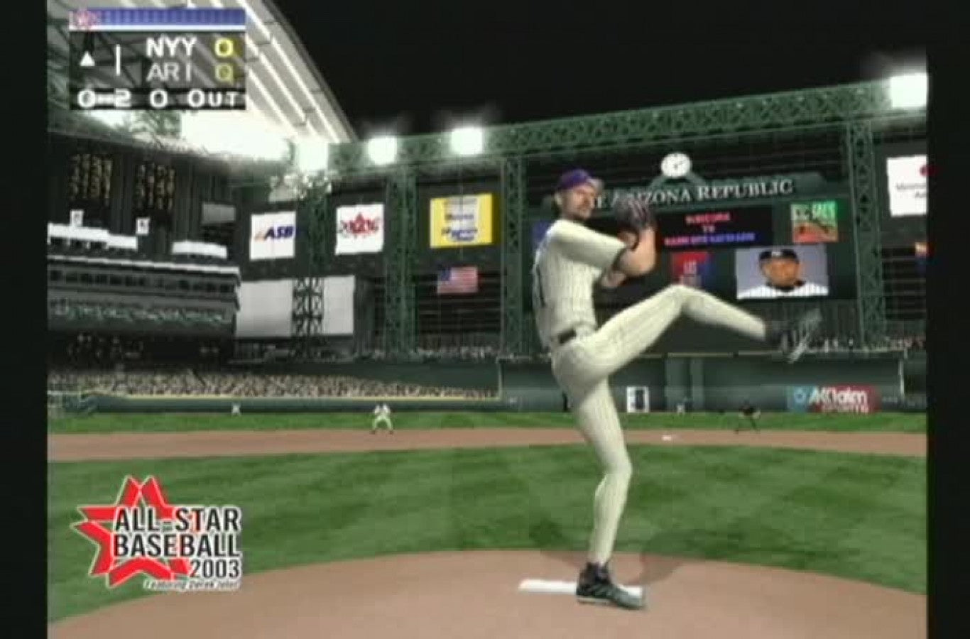 All-Star Baseball 2003 gameplay for GameCube game featuring realistic baseball simulation gameplay and official MLB teams  
