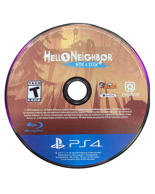 Hello Neighbor Hide & Seek dsic cover art for PlayStation 4 video game.