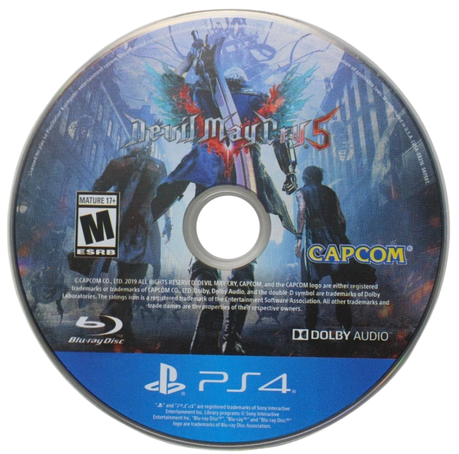 Devil May Cry 5 – PlayStation 4 (PS4) video game disc, action hack-and-slash by Capcom