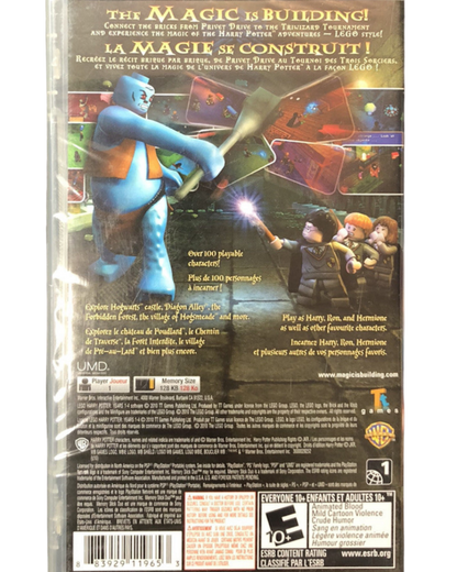 LEGO Harry Potter Years 1-4 PlayStation Portable PSP action-adventure video game featuring magical spells Hogwarts exploration and cooperative gameplay back cover