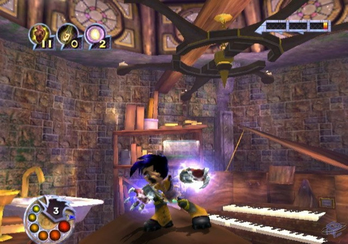 Vexx Nintendo GameCube GC for retro video game enthusiasts featuring 3D action platforming gameplay expansive world exploration acrobatic movement challenging collectibles fantasy adventure environments combat driven progression and collectible gaming appeal gameplay 