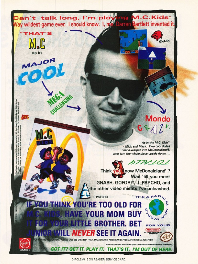 M.C. Kids advert for Nintendo Entertainment System (NES) retro video game