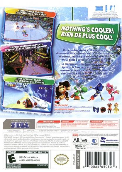 Mario and Sonic Olympic Winter Games back cover art for Nintendo Wii (Wii) video game