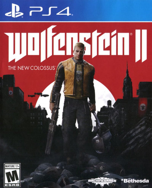 Wolfenstein II The New Colossus PlayStation 4 PS4 for first person shooter video game fans featuring intense action gameplay alternate history storyline cinematic campaign powerful weapons fast paced combat stealth missions resistance warfare collectible gaming appeal front box art