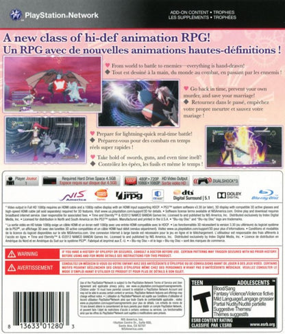 Time and Eternity back cover art for PlayStation 3 (PS3) JRPG video game. 