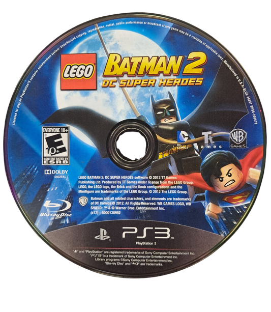 LEGO Batman 2 DC Super Heroes PS3 PlayStation 3 action adventure platformer LEGO game Batman Superman DC Comics open world Gotham City co op gameplay puzzles collectibles TT Games Warner Bros superhero game PlayStation 3 software game title disc