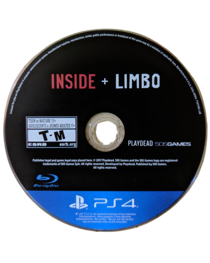 Inside Limbo Double Pack PS4 game featuring atmospheric puzzle platforming, dark minimalist art style, and critically acclaimed indie adventures disc