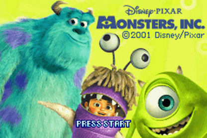 Disney Pixar Monsters Inc start menu for Game Boy Advance (GBA) video games