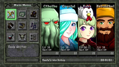 Cthulhu Saves Christmas Limited Run 001 PlayStation 5 turn-based comedy RPG cosmic horror holiday setting humorous retro-inspired adventure quirky party members gameplay screenshot