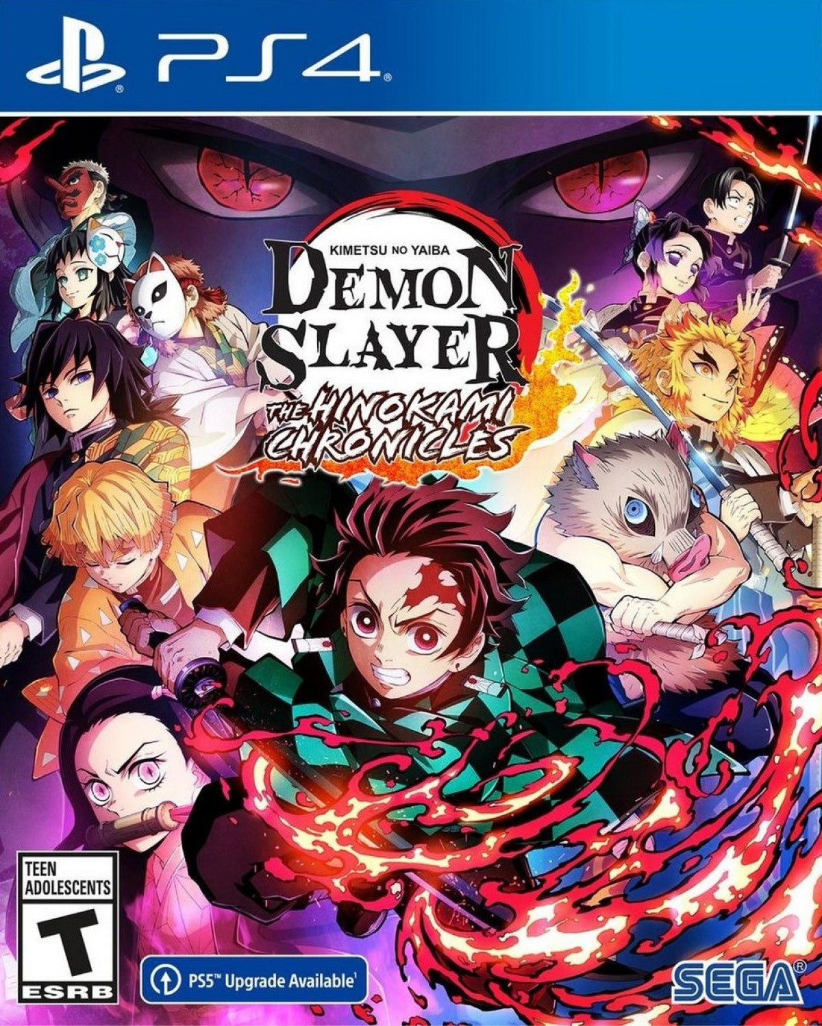 Demon Slayer The Hinokami Chronicles PlayStation 4 PS4 for anime fighting action video game fans featuring Tanjiro Kamado Nezuko Kamado Zenitsu Inosuke sword combat special attacks story mode versus battles dramatic anime visuals and fast paced Demon Slayer gameplay collectible gaming appeal front cover art