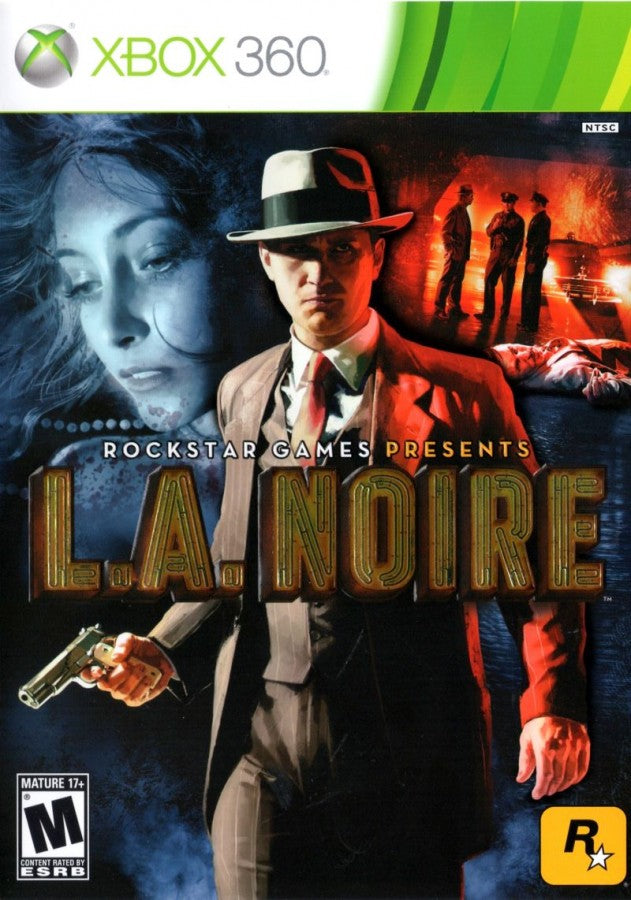 L.A. Noire Xbox 360 video game, detective action adventure, crime investigation gameplay, open-world 1940s setting, console title front cover