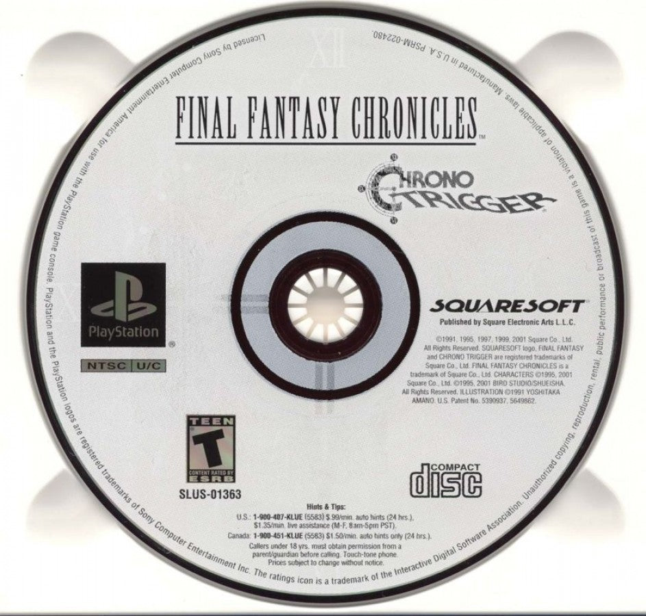Final Fantasy Chronicles retro fantasy role-playing RPG game for PlayStation 1 (PS1) disc