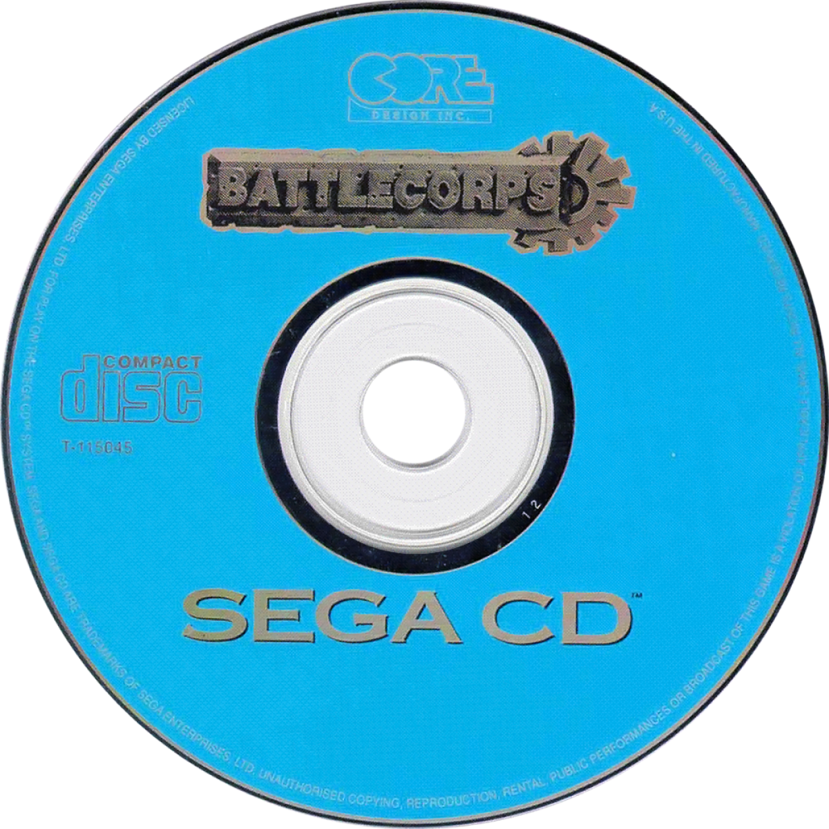 Battlecorps Sega CD side scrolling mech shooter sci fi action game giant robot combat military missions futuristic battlefield shooting platforming elements fast paced arcade gameplay Psygnosis retro gaming Sega CD software video game title disc