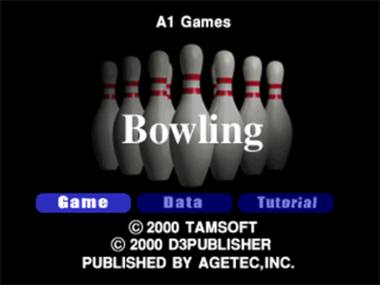 Bowling start screen for PlayStation 1 (PS1) retro video game