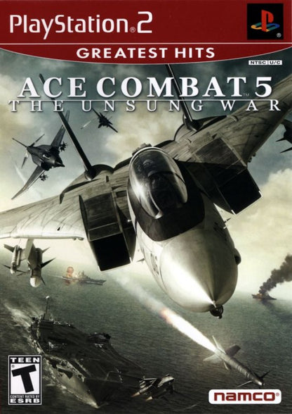 Ace Combat 5 The Unsung War Greatest Hits PlayStation 2 PS2 retro video game combat flight simulator cover art (2004)
