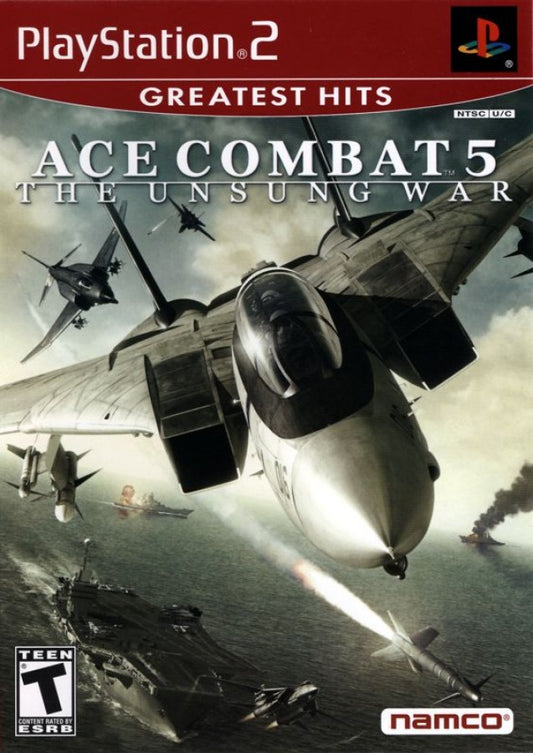 Ace Combat 5 The Unsung War Greatest Hits PlayStation 2 PS2 retro video game combat flight simulator cover art (2004)