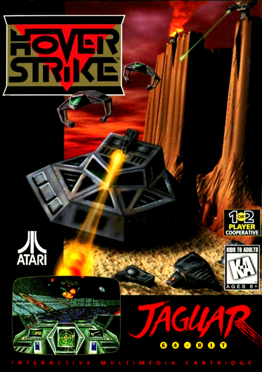 Hover Strike Atari Jaguar CD Hover Strike sci fi hovercraft combat shooter 3D vehicle combat missions futuristic battlefield action retro Jaguar CD game cover art 