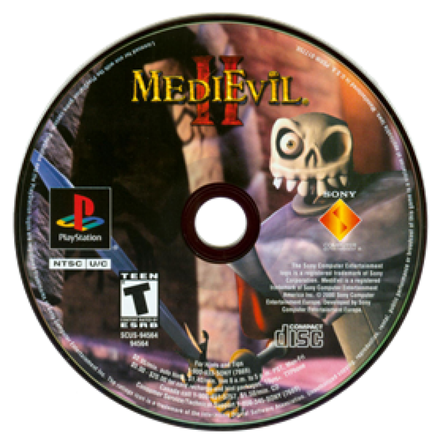 MediEvil 2 PlayStation PS1 for action adventure video game fans featuring Sir Daniel Fortesque gothic environments hack and slash combat puzzle solving undead enemies weapons exploration humorous storytelling challenging bosses and classic retro PlayStation gaming collectible appeal disc