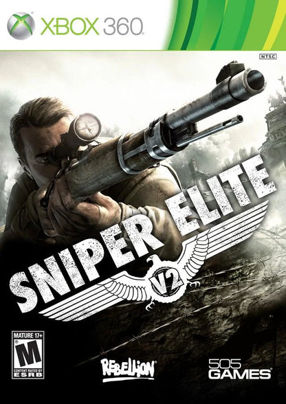 Sniper Elite V2 cover art for Xbox 360 (X360) tactical stealth sniper shooter video game