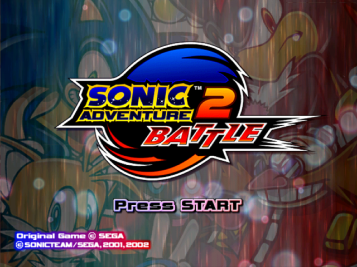 Sonic Adventure 2 Battle [Player's Choice] title screen for Nintendo GameCube (GC) action-adventure video game. 