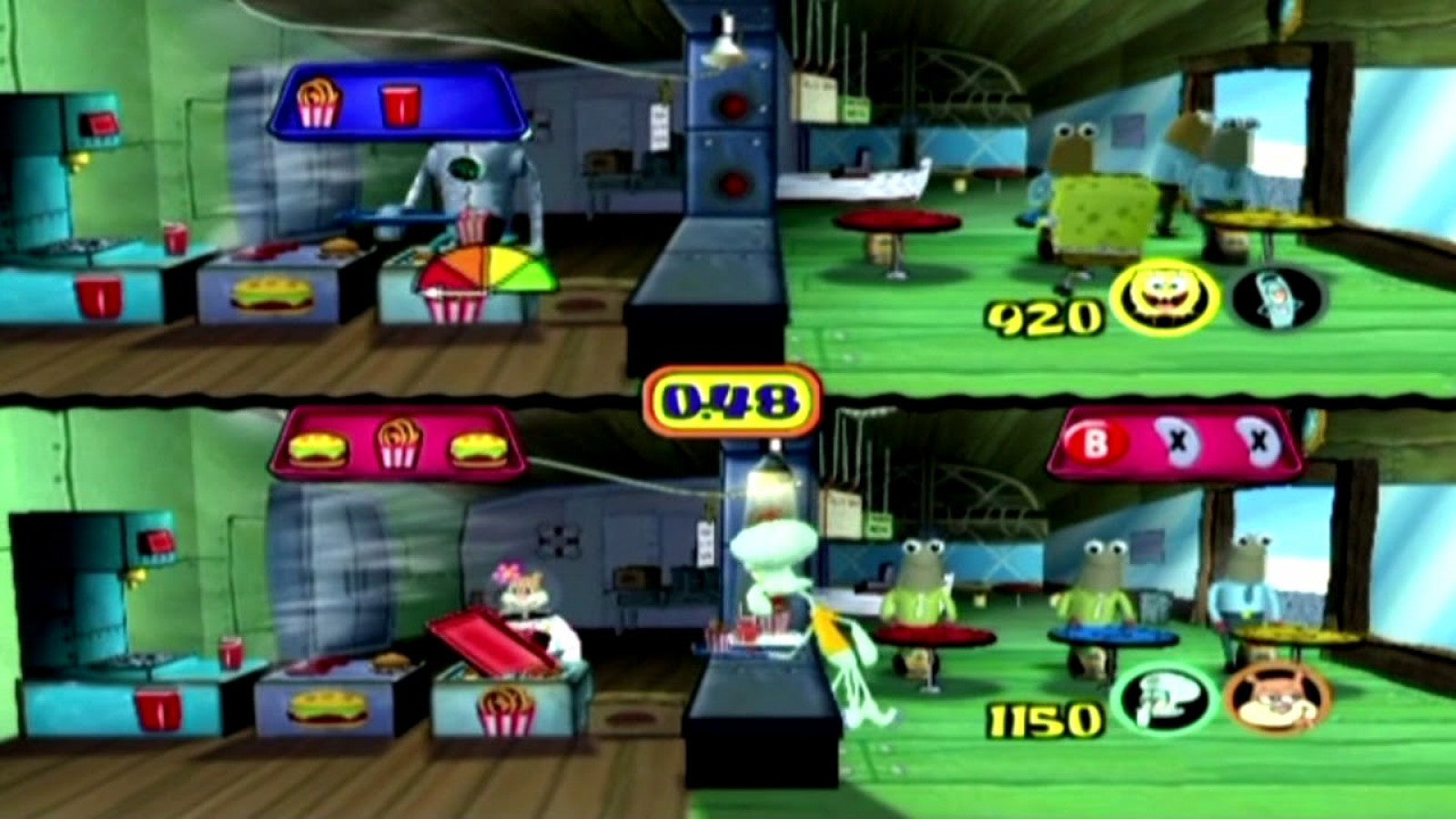 SpongeBob SquarePants Lights Camera Pants GameCube game featuring party-style minigame gameplay with classic SpongeBob characters gameplay screenshot