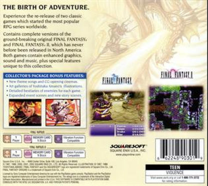 Final Fantasy Origins back of case for PlayStation 1 (PS1) video game